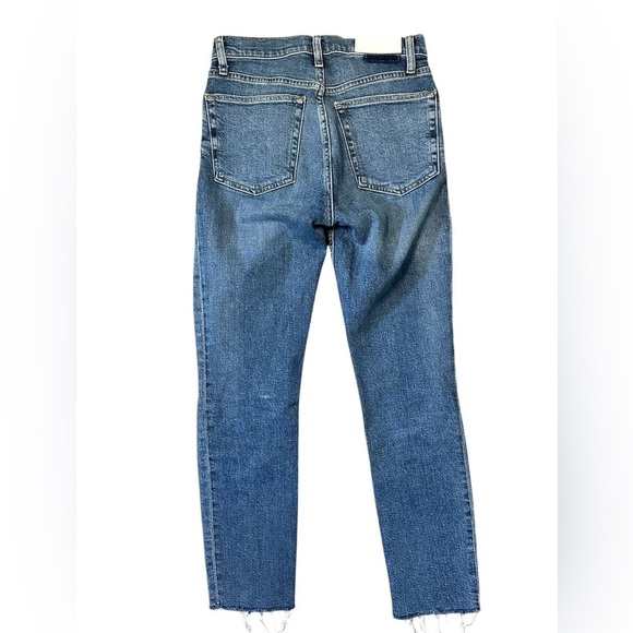 Re/Done 90s High Rise Ankle Crop Jeans Slim Fit Dusk Destroy Size 26 - Picture 5 of 6
